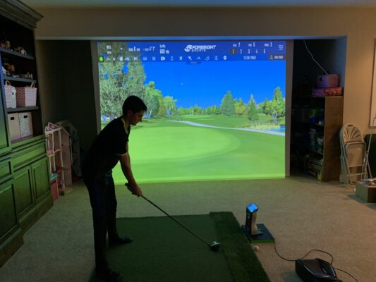 Country Club Elite® Retractable Simulator Screen · Real Feel Golf Mats